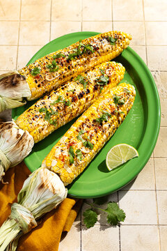 Grilled corn with paprika butter and cilantro