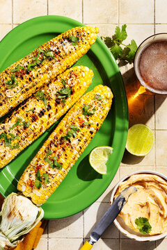 Grilled corn with paprika butter and cilantro