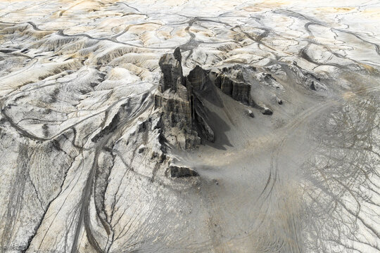 Eroded badlands formation at North Caineville Mesa, Utah