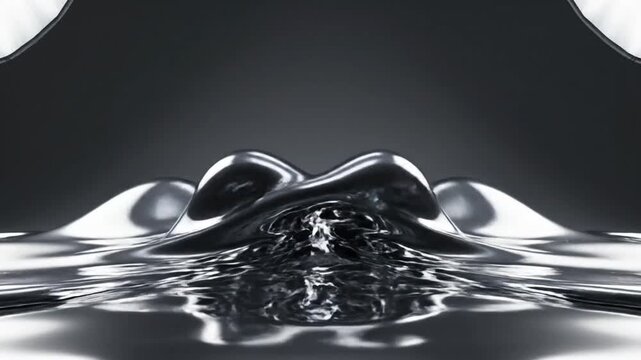 3d abstract liquid chrome metallic wave ripple motion background