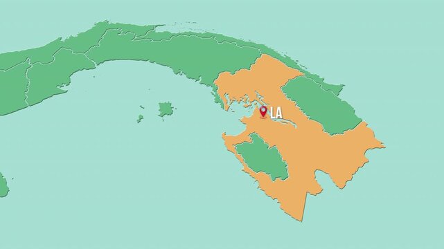 Mapa de Panam&aacute; con divisi&oacute;n pol&iacute;tica resaltando la provincia de Dari&eacute;n con su capital La Palma