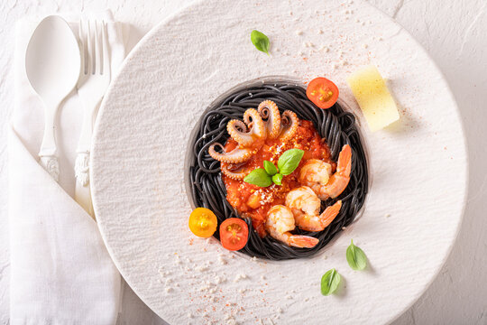 Professional and fresh spaghetti bolognese as sophisticated food.