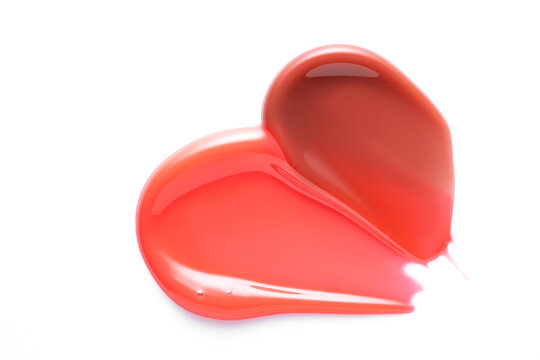 Red lip gloss smear isolated on white background