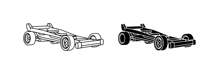 Fototapeta premium Formula 1 Race Car Outline and Silhouette, Speed Vehicle Vector Art