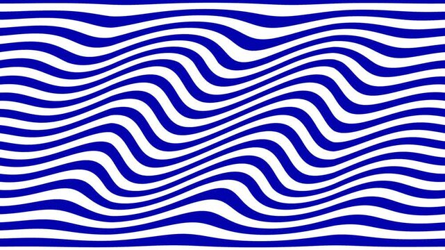 Blue and white wavy striped lines abstract background. Perfect for optical illusion concepts, geometric designs, and modern creative videos.
