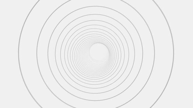 Minimalist White Concentric Circle Tunnel Motion Graphics Background Loop