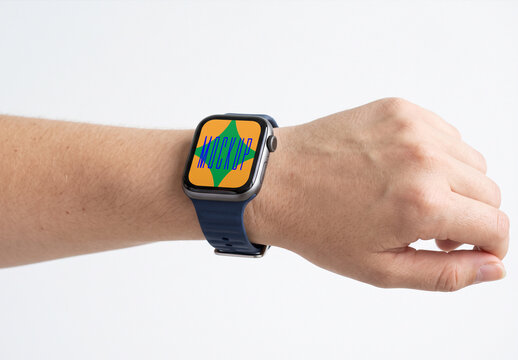 Smartwatch Mockup on Wrist with Colorful Screen Design