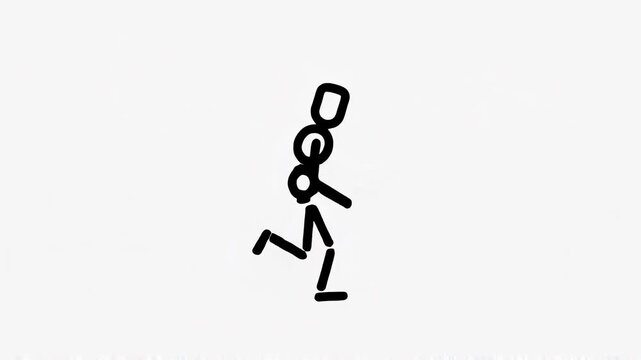 Minimalist stickman runner character animation sequence loop on white background vector illustration.