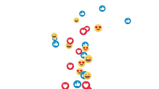 Social media live streaming emoji icon animation on white background, digital broadcast symbol, online reaction graphic, social network interaction element, 4K