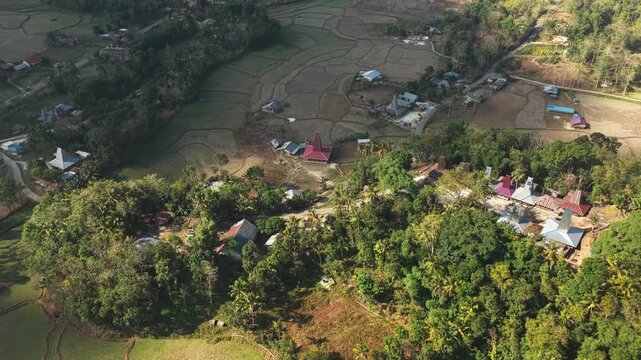 Aerial view of Kampung Prai Ijing in Kota Walkabubak, Indonesia.