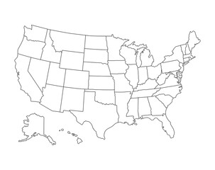 Fototapeta premium USA vector linear map vector