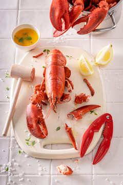 Cooked and tasty lobster as healthy summer appetizer.