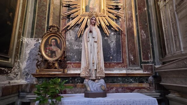 Altar dedicated to Our Lady of Fatima in a Catholic church