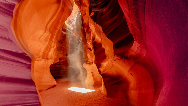 Abstract Desert Canyon Formations with Light Beams