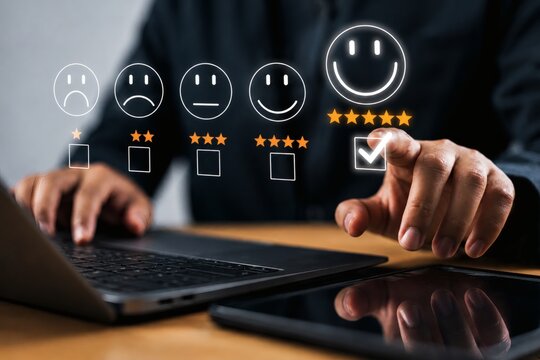 Customers using the laptop gave it a five-star gold satisfaction rating. Excellent level, business reputation rating, service quality.