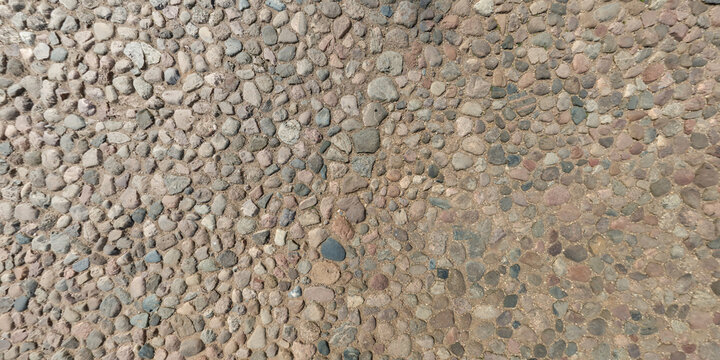 top view of surface of pedestrian path with paving slabs