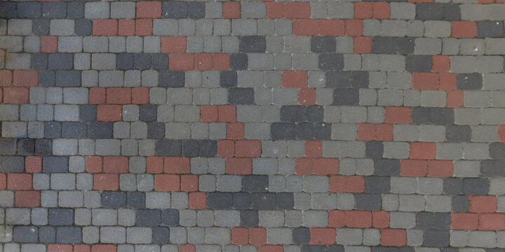 top view of surface of pedestrian path with paving slabs