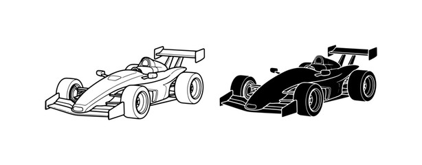 Fototapeta premium Formula 1 Race Car Vector Art, Speeding Vehicle Silhouette, Motorsport Design Elements