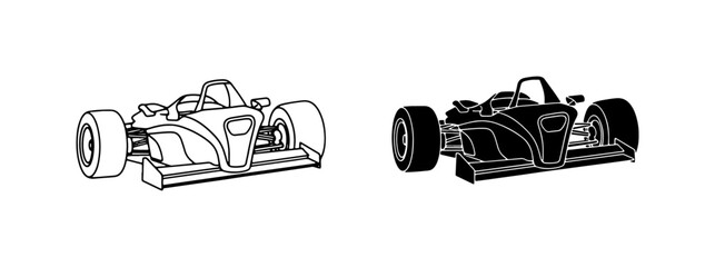 Fototapeta premium Formula 1 Race Car Vector Icons, Speeding Vehicle Graphics, Motorsport Design Elements