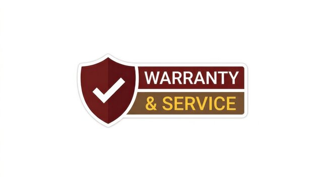 Shield emblem with checkmark and warranty text on a white background guarantee service assurance protection security trust reliability certification