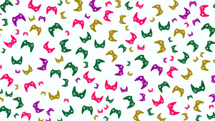 Playful pattern featuring colorful game controllers scattered across a clean white background, perfect for gaming themes, digital content, and creative projects related to entertainment and technology © Sumon