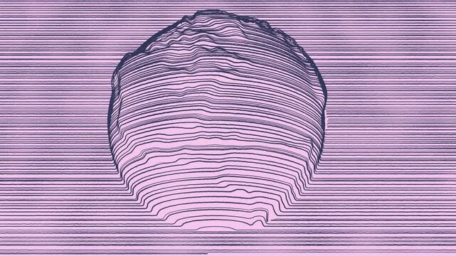 Abstract 3D Earth Globe Wireframe Mesh Waveform Line Animation on Pink Background