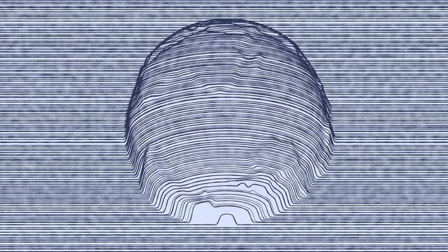 Stylized digital earth animation formed by blue wave lines on a futuristic abstract background