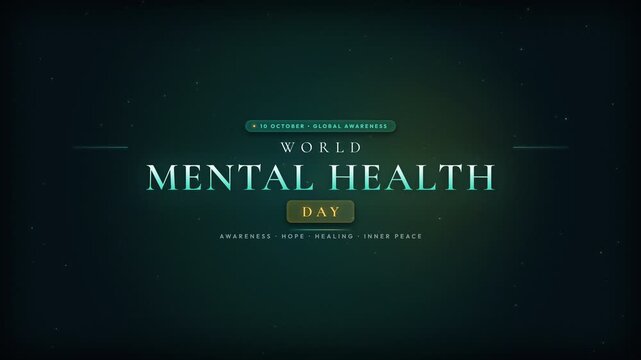 World Mental Health Day Animated Title Banner on Dark Background
