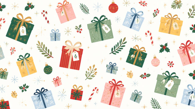 Christmas seamless pattern presents