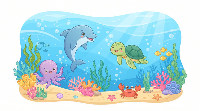 illustration of a mermaid and dolphin