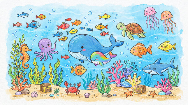 seamless pattern with fishes