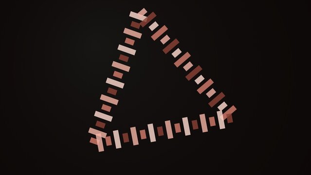Penrose triangle optical illusion made of colorful rectangular blocks on black background