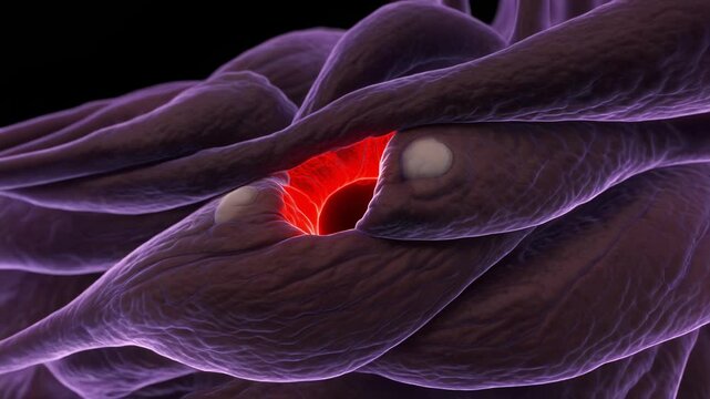 Neuromuscular Junction Vesicle Docking Gap with Glowing Acetylcholine Zones for Medical Science