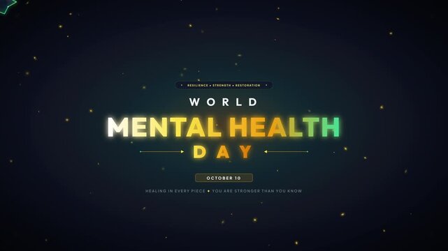 World Mental Health Day Animated Typography Banner on Dark Background