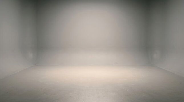Empty photo studio stage with curved cyclorama wall