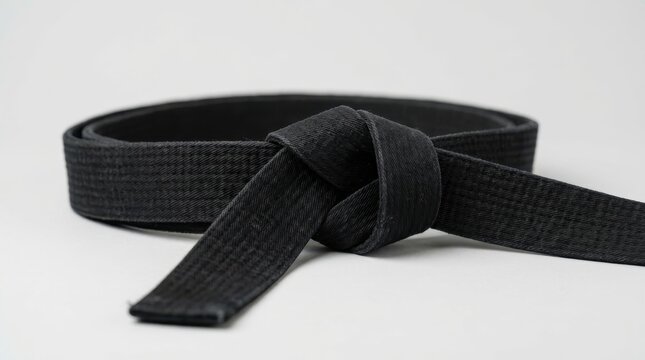 Black belt martial arts tied knot