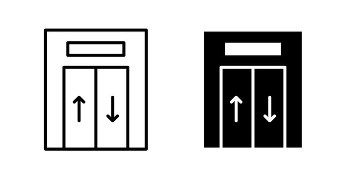 Elevator icon outline illustration set