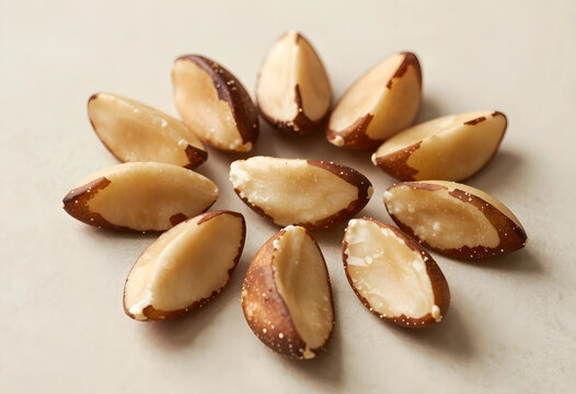 Healthy eating and superfood nutrition, brazil nuts arranged in a circle, rich in selenium and antioxidants