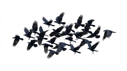 Naklejka premium Flock of crows flying together