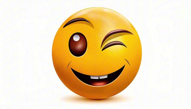 Winking face emoji animation isolated on white background