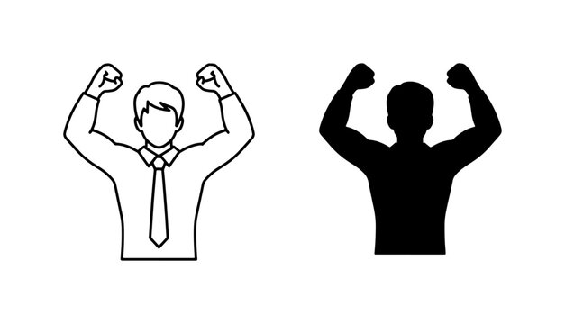Business Strength Icon, Confident Man Silhouette, Success Vector Art, Professional Power Symbol