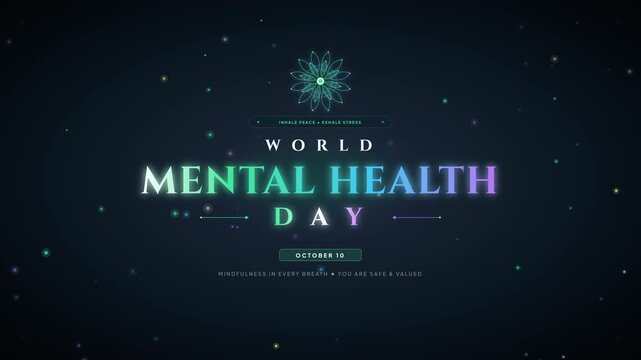 World Mental Health Day Motion Graphics Title Animation on Dark Background