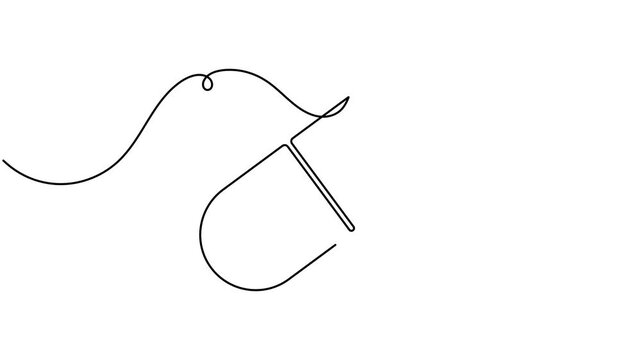 Modern medical capsule and cross icon sign continuous one line drawing moving on white background animation