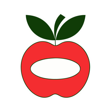 red abstract apple with leaf