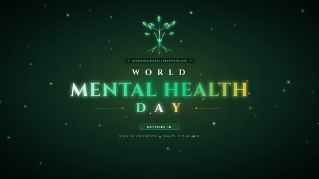 Animated World Mental Health Day Greeting Motion Graphics Title Card
