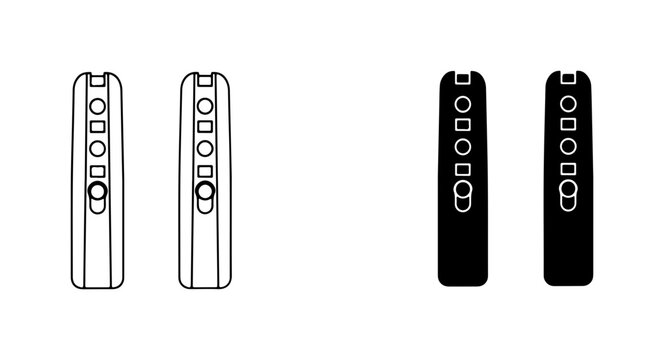 Two Game Controllers, Outline and Solid Black Vector Icons, Gaming Input Devices