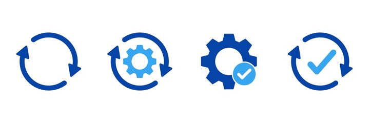 Gear icons,  update, setting, reload, work in process, gear icons, check mark icon  © NewStockPro