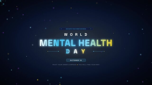 World Mental Health Day Animated Typography Title Card on Particle Background