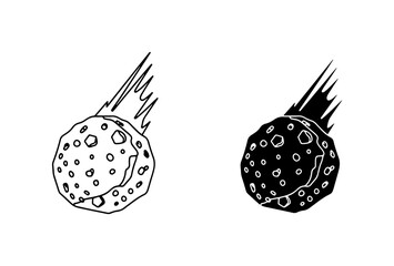 Meteorite Icon Set, Falling Space Rock Vector Graphics, Cosmic Object Illustrations © Mehnaj