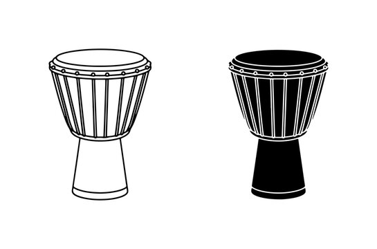 African Djembe Drums, Percussion Instruments, Musical Elements, Vector Graphics